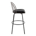 Riley bar stool in Black Metal, Bronze Metal, Dark Walnut Wood, Brown PU, side view, featuring swivel and upholstered seat