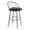 Riley bar stool in Black Metal, Bronze Metal, Dark Walnut Wood, Brown PU, back and side view, featuring swivel and upholstered seat