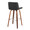 Santi 30" Mid-Century Modern Fixed-Height Barstool with Swivel in Walnut Wood and Black Faux Leather with Square Chrome Metal Footrest- Set of 2 — rear three-quarter view