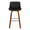 Santi 30" Mid-Century Modern Fixed-Height Barstool with Swivel in Walnut Wood and Black Faux Leather with Square Chrome Metal Footrest- Set of 2 — front view