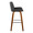 Santi 30" Mid-Century Modern Fixed-Height Barstool with Swivel in Walnut Wood and Grey Faux Leather with Square Chrome Metal Footrest- Set of 2 — side view