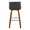 Santi 30" Mid-Century Modern Fixed-Height Barstool with Swivel in Walnut Wood and Grey Faux Leather with Square Chrome Metal Footrest- Set of 2 — back view