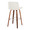 Santi 30" Mid-Century Modern Fixed-Height Barstool with Swivel in Walnut Wood and White Faux Leather with Square Chrome Metal Footrest- Set of 2 — rear three-quarter view