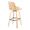 Stella 30" Contemporary Fixed-Height Barstool with Swivel in Natural Wood, Cream Fabric and Square Black Metal Footrest- Set of 2 — rear three-quarter view