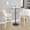 Stella 30" Contemporary Fixed-Height Barstool with Swivel in Natural Wood, Cream Fabric and Square Black Metal Footrest- Set of 2 — lifestyle photo 1