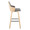 Stella 30" Contemporary Fixed-Height Barstool with Swivel in Natural Wood, Light Grey Fabric and Square Black Metal Footrest- Set of 2 — side view
