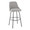 Studded Marcel 30" Contemporary Fixed-Height Barstool with Swivel in Black Metal and Light Grey Fabric with Brass Nailhead Trim and Round Black Metal Footrest- Set of 2 — product view