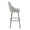 Studded Marcel 30" Contemporary Fixed-Height Barstool with Swivel in Black Metal and Light Grey Fabric with Brass Nailhead Trim and Round Black Metal Footrest- Set of 2 — side view
