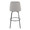 Studded Marcel 30" Contemporary Fixed-Height Barstool with Swivel in Black Metal and Light Grey Fabric with Brass Nailhead Trim and Round Black Metal Footrest- Set of 2 — back view