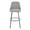 Studded Marcel 30" Contemporary Fixed-Height Barstool with Swivel in Black Metal and Light Grey Fabric with Brass Nailhead Trim and Round Black Metal Footrest- Set of 2 — front view