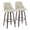Studded Marcel 30" Transitional Fixed-Height Barstool with Swivel in Walnut Glazed Wood and Cream Fabric with Brass Nailhead Trim and Round Black Metal Footrest- Set of 2 — pair view