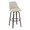Studded Marcel 30" Transitional Fixed-Height Barstool with Swivel in Walnut Glazed Wood and Cream Fabric with Brass Nailhead Trim and Round Black Metal Footrest- Set of 2 — product view