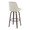 Studded Marcel 30" Transitional Fixed-Height Barstool with Swivel in Walnut Glazed Wood and Cream Fabric with Brass Nailhead Trim and Round Black Metal Footrest- Set of 2 — rear three-quarter view