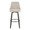 Studded Marcel 30" Transitional Fixed-Height Barstool with Swivel in Walnut Glazed Wood and Cream Fabric with Brass Nailhead Trim and Round Black Metal Footrest- Set of 2 — front view