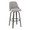 Studded Marcel 30" Transitional Fixed-Height Barstool with Swivel in Walnut Glazed Wood and Light Grey Fabric with Brass Nailhead Trim and Round Black Metal Footrest- Set of 2 — product view