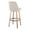 Studded Marcel 30" Transitional Fixed-Height Barstool with Swivel in Whitewashed Wood and Cream Fabric with Brass Nailhead Trim and Round Black Metal Footrest- Set of 2 — rear three-quarter view