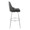 Studded Marcel 30" Contemporary Fixed-Height Barstool with Swivel in Chrome Metal and Black Faux Leather with Chrome Nailhead Trim and Round Chrome Metal Footrest- Set of 2 — side view