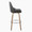 Marcel bar stool in Light Grey Wood, Black PU, Chrome Metal, side view, featuring swivel and wood frame