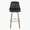 Marcel bar stool in Light Grey Wood, Black PU, Chrome Metal, front view, featuring swivel and wood frame
