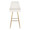 Studded Marcel 30" Contemporary Fixed-Height Barstool in Gold Metal and White Faux Leather with Gold Nailhead Trim and Square Gold Metal Footrest- Set of 2 — front view