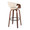 Curvo bar stool in Walnut Wood, Black Metal, Cream PU, back and side view, featuring swivel and wood frame