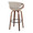 Symphony 30" Mid-Century Modern Fixed-Height Barstool with Swivel in Walnut Wood and Pewter Grey Faux Leather with Round Black Metal Footrest- Set of 2 — rear three-quarter view