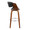 Curvo bar stool in Walnut Wood, Chrome Metal, Black PU, side view, featuring swivel and wood frame
