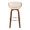 Curvo bar stool in Walnut Wood, Chrome Metal, Cream PU, back view, featuring swivel and wood frame