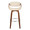 Curvo bar stool in Walnut Wood, Chrome Metal, Cream PU, front view, featuring swivel and wood frame