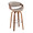 Curvo bar stool in Walnut Wood, Chrome Metal, Grey PU, product view, featuring swivel and wood frame
