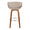 Curvo bar stool in Walnut Wood, Chrome Metal, Grey PU, back view, featuring swivel and wood frame