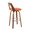 Trilogy 30" Mid-Century Modern Fixed Height Barstool with Swivel in Walnut and Orange Fabric- Set of 2 — rear three-quarter view