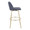 Toriano 30" Contemporary Fixed-Height Barstool with Swivel in Blue Fabric and Gold Metal with Round Footrest- Set of 2 — side view