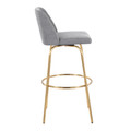 Tintori bar stool in Grey Fabric, Gold Metal, side view, featuring swivel
