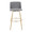 Toriano 30" Contemporary Fixed-Height Barstool with Swivel in Grey Fabric and Gold Metal with Round Footrest- Set of 2 — front view