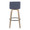 Toriano 30" Contemporary Fixed-Height Barstool with Swivel in Light Grey Wood and Blue Fabric with Round Black Metal Footrest- Set of 2 — back view