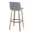 Toriano 30" Contemporary Fixed-Height Barstool with Swivel in Light Grey Wood and Grey Fabric with Round Black Metal Footrest- Set of 2 — rear three-quarter view