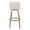 Toriano 30" Contemporary Fixed-Height Barstool with Swivel in Light Grey Wood and Cream Noise Fabric with Round Black Metal Footrest- Set of 2 — back view