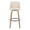 Toriano 30" Contemporary Fixed-Height Barstool with Swivel in Light Grey Wood and Cream Noise Fabric with Round Black Metal Footrest- Set of 2 — front view