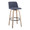 Toriano 30" Contemporary Fixed-Height Barstool with Swivel in Whitewashed Wood and Blue Fabric with Round Black Metal Footrest- Set of 2 — product view