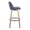 Toriano 30" Contemporary Fixed-Height Barstool with Swivel in Whitewashed Wood and Blue Fabric with Round Black Metal Footrest- Set of 2 — side view