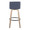 Toriano 30" Contemporary Fixed-Height Barstool with Swivel in Whitewashed Wood and Blue Fabric with Round Black Metal Footrest- Set of 2 — back view