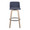 Toriano 30" Contemporary Fixed-Height Barstool with Swivel in Whitewashed Wood and Blue Fabric with Round Black Metal Footrest- Set of 2 — front view