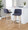 Toriano 30" Contemporary Fixed-Height Barstool with Swivel in Whitewashed Wood and Blue Fabric with Round Black Metal Footrest- Set of 2 — lifestyle photo 3