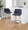 Toriano 30" Contemporary Fixed-Height Barstool with Swivel in Whitewashed Wood and Blue Fabric with Round Black Metal Footrest- Set of 2 — lifestyle photo 4
