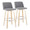 Toriano 30" Contemporary Fixed-Height Barstool with Swivel in Natural Wood and Grey Fabric with Round Chrome Metal Footrest- Set of 2 — pair view