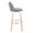 Toriano 30" Contemporary Fixed-Height Barstool with Swivel in Natural Wood and Grey Fabric with Round Chrome Metal Footrest- Set of 2 — side view