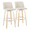 Toriano 30" Contemporary Fixed-Height Barstool with Swivel in Natural Wood and Cream Noise Fabric with Round Chrome Metal Footrest- Set of 2 — pair view