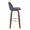 Tintori bar stool in Walnut Wood, Blue Fabric, Chrome Metal, side view, featuring swivel and wood frame
