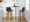 Tintori bar stool in Walnut Wood, Blue Fabric, Chrome Metal, featuring swivel and wood frame